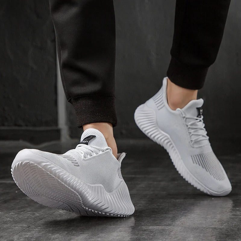 Andningsbara vita modesneakers fr mn